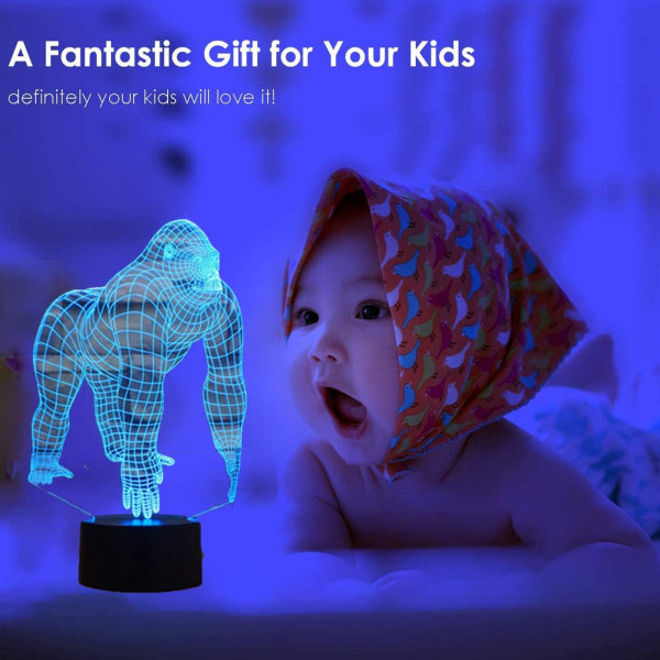 Panda 3D LED Lys Illusionslys for Barn Optisk Illusions 7 Farge Skiftende 3D Lys for Barnerom Hologrammer Atmosfærisk Lampe 3D Illusions