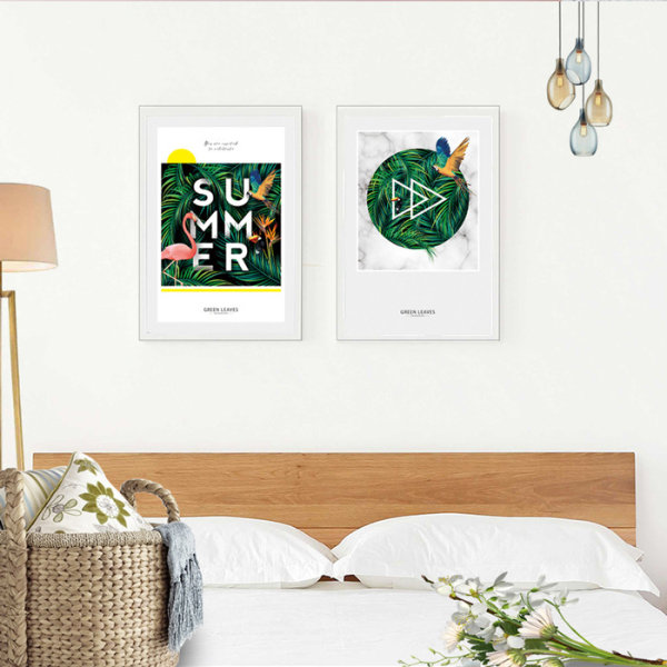Sommar Flamingo Väggkonst Canvas Tryck Affisch, Enkelt Mode Konst Ritning Dekor