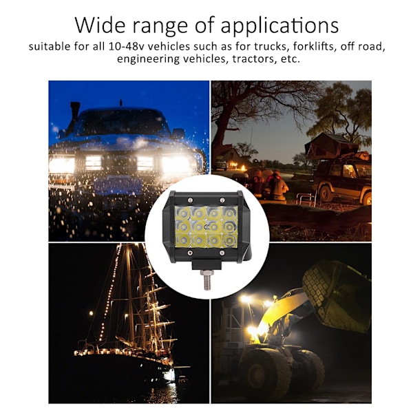 2 stk. 4 tommer 12 LED 36W 3 Rækker Bil Arbejdslys Bar Tag Flood Beam Lampe til Off Road Trucks 10-48V