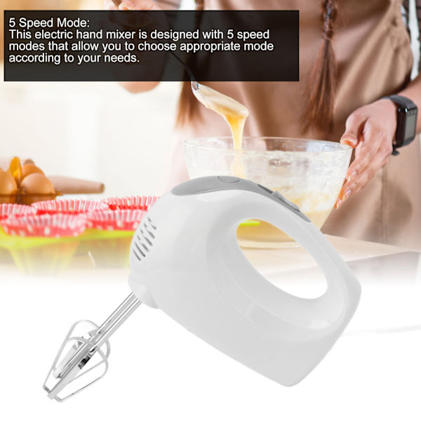 Elektrisk handmixer 300W 5 hastigheter Skålvila Säker Multidirektionell elektrisk visp med 4 vispar för kök EU-kontakt 220V