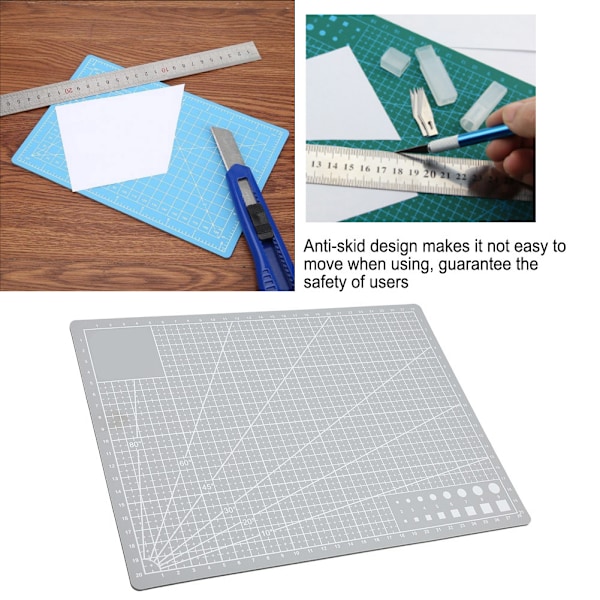 A4 rutnät PVC skärmatta Självläkande papper Läder Tyg Skärbräda (Grå)