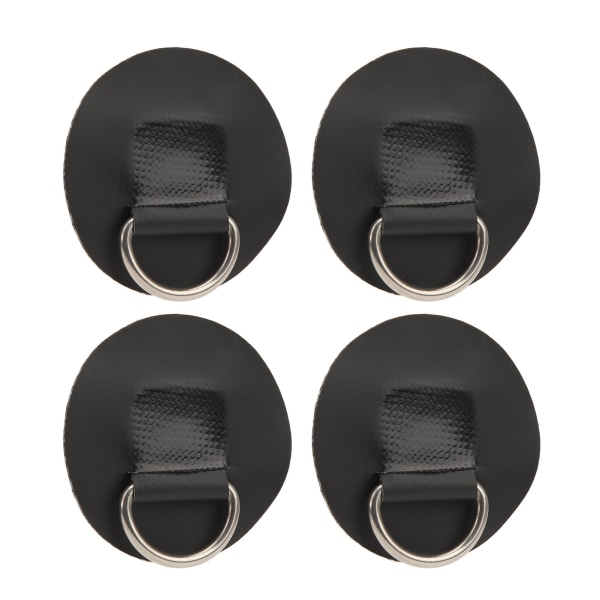 4 stk. D-ring lap PVC rustfrit stål surfboard enkelt lag rund form D-ring pude til oppustelig båd kajak kano sort