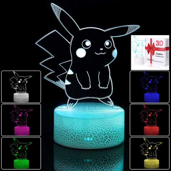 3D Illusionsnattlampa, 7 Färger Gradvist Bytande Touch-brytare USB Bordlampa för Semestergåvor eller Heminredning, Akryl