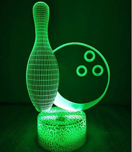 Optisk Illusion 3D Bowling Flaske Natlampe 16 Farver Cha
