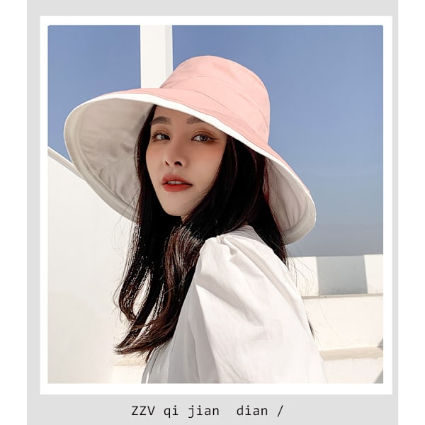 Dame Solhat Bomuld Bucket Hat Mode Sommer Strand Bred B E