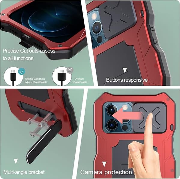 Kompatibel med iPhone 13 Pro max Vattentät Metallfodral,Bui