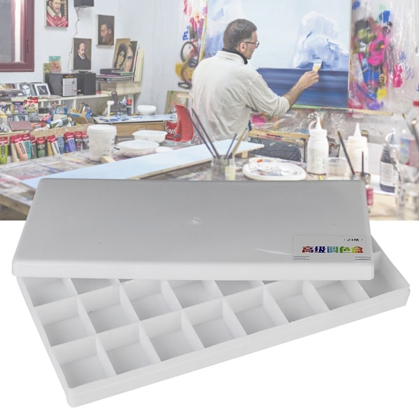 Firkant Pigment Maling Box Farveblanding Maling Palet til Akvarel Gouache Akryl (24 Gitre)
