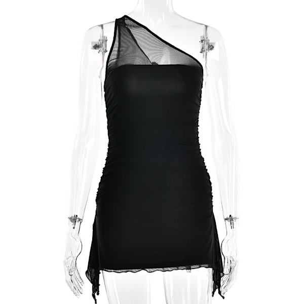 Skulder Rynket Off Shoulder Cocktail Festkjole (Sort M)