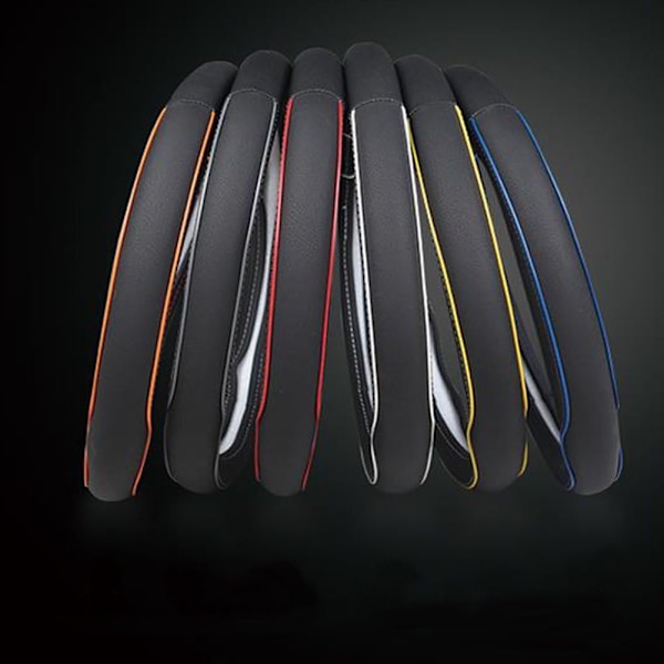 Bil Rattkåpa, Universal 15 Tum Passform, Mjukt Läder, Andningsbar Anti-Slip Black&Orange