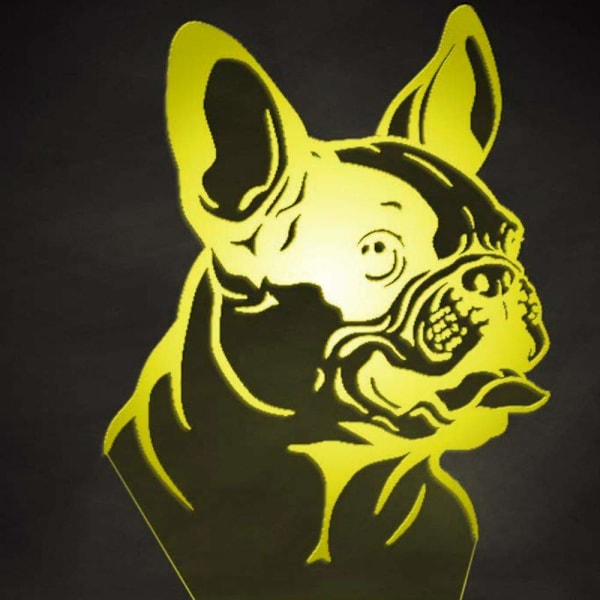 3D Fransk Bulldog Natlys LED Berøringskontakt Dekoration Bord Skrivebord Optisk Illusion Lamper 7 Farve Skiftende Lys LED Bordlampe Jul Hjem Kærlighed Fødselsdag
