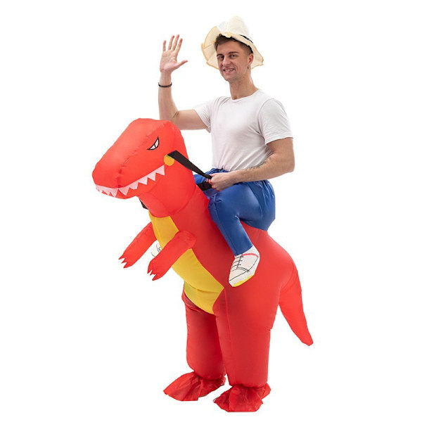 Uppblåsbar Dinosaurdräkt, Uppblåsbar Dinosaurdräkt, Uppblåsbar Halloween-dräkt Red XS（60-90CM）