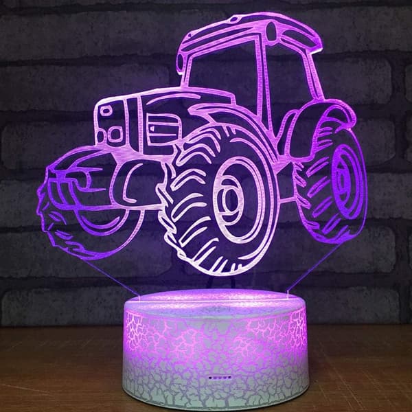 3D Kreative Gaver Traktor LED Lampe Abstrakt Optisk Illusjon