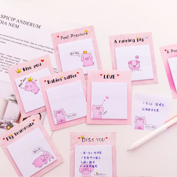 Pink Cute Pig Sticky Paste Note for en ung piges hjerte og studerende (kærlighed)