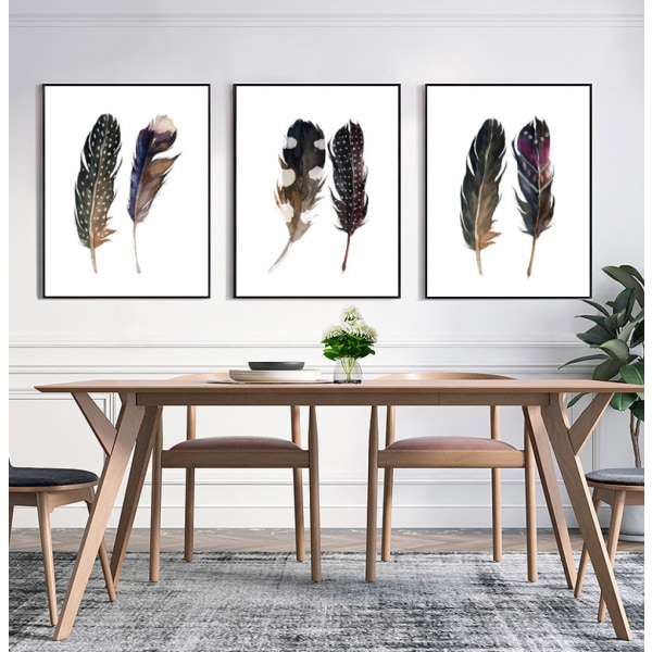 Feather Wall Art Canvas Print Poster, Simple Fashi 60x80cm