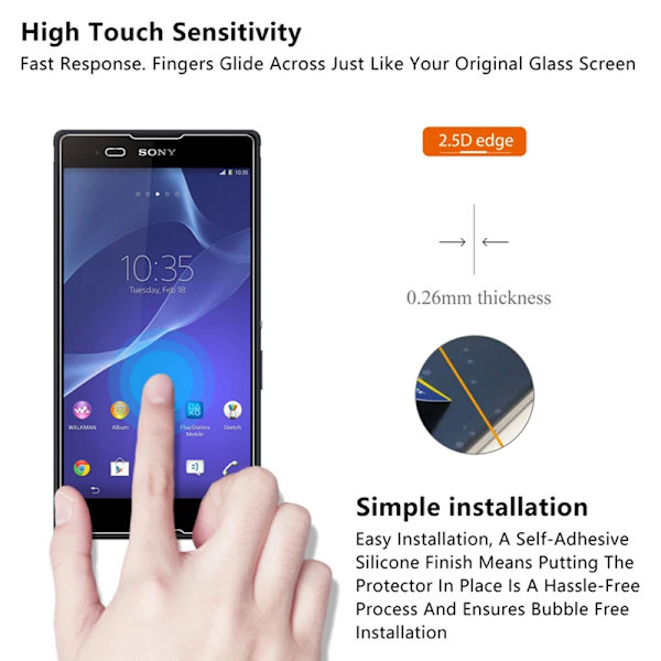 Härdat glas för Sony Xperia M5 Skyddsglas frontfilm