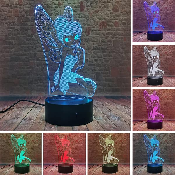 Fairy Tinkerbell Figurlampa - Tinker Bell Miss Elf 3D Snöflinga