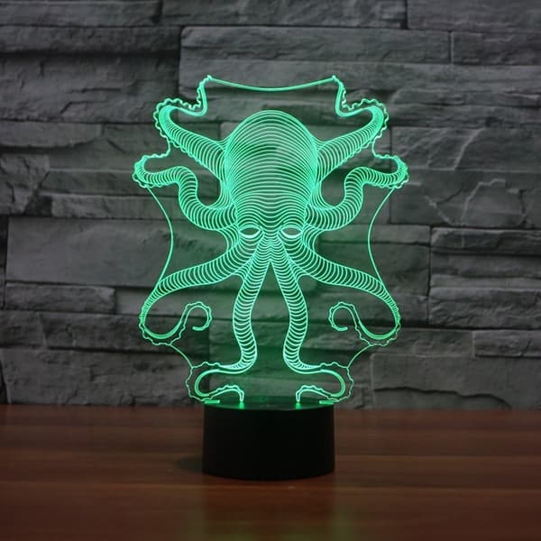 3D Octopus Nattlampa USB-driven Fjärrkontroll Touch Swit