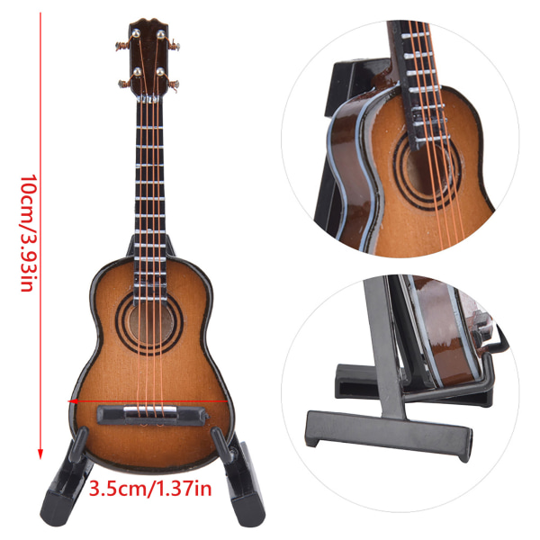 Miniatyr Klassisk Gitarr Modell Mini Trä Gitarr Skrivbordsdekoration Prydnader Coffee