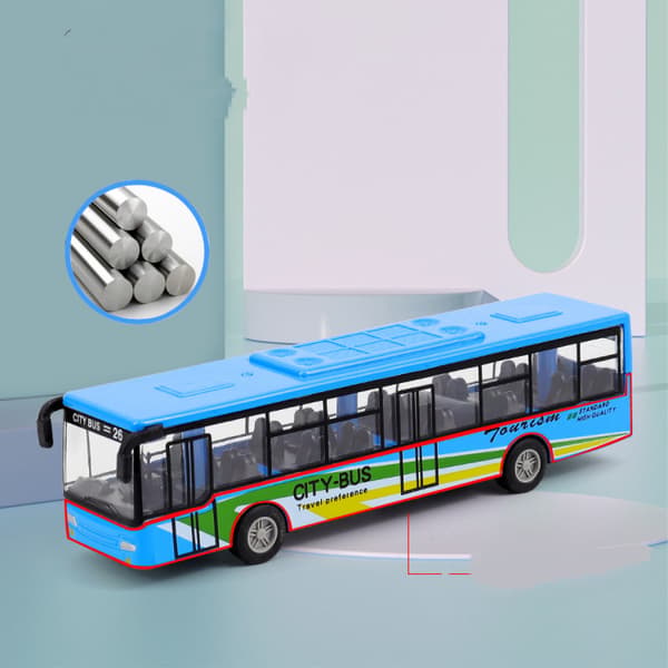 Bus Støbebil Model, Zink Legetøjsbil til Børn, Træk Ba