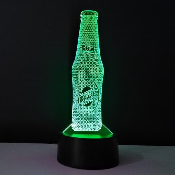 3D Ølflaske Nattlys Bord Skrivebord Optisk Illusjon Lamper