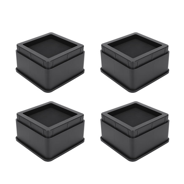 4 stk. Rektangulær Sofa Højde Pad Sort Mat PP Plast Møbel Tilbehør 2in