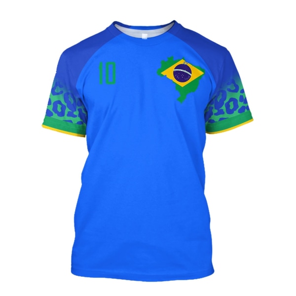 Brasilien Jersey Herr T-shirt O-hals Överdimensionerad Kortärmad Herrkläder 3D Tryck Brasiliansk Flagga Val Fotbollslagströja Q00106T XL