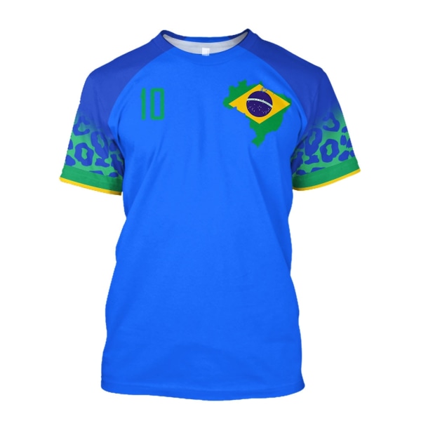 Brasilien Jersey Herr T-shirt O-hals Överdimensionerad Kortärmad Herrkläder 3D Tryck Brasiliansk Flagga Val Fotbollslagströja,Q00106T,XS