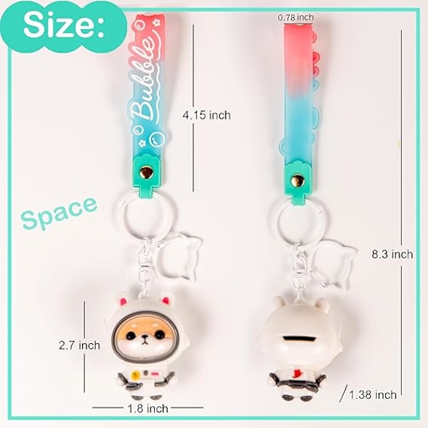 Söt Nyckelring Kawaii Anime Nyckelringar för Barn Ryggsäcksberlocker Nyckelkedja Tillbehör Vänpresent till Kvinnor Flickor White