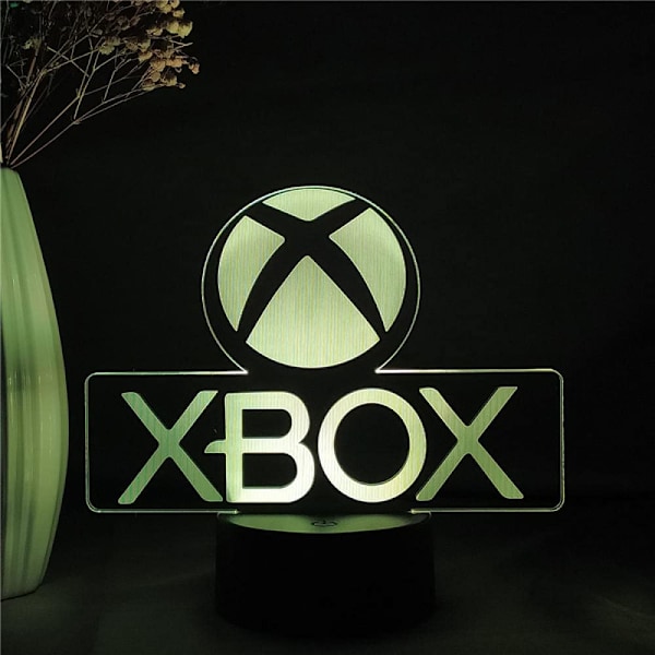 Valentinsdag Gave LED Lys X-b-ox Spiller Logo 3D Led Natlampe X-Box Natlampe til Børn Gave Soveværelse Dekoration Bordlampe Fjernbetjening Berøringsstyring
