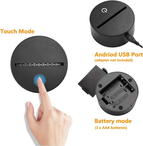 Baseball Natlampe, 3D Lampe 7 Farver Skifter med Smart Touch