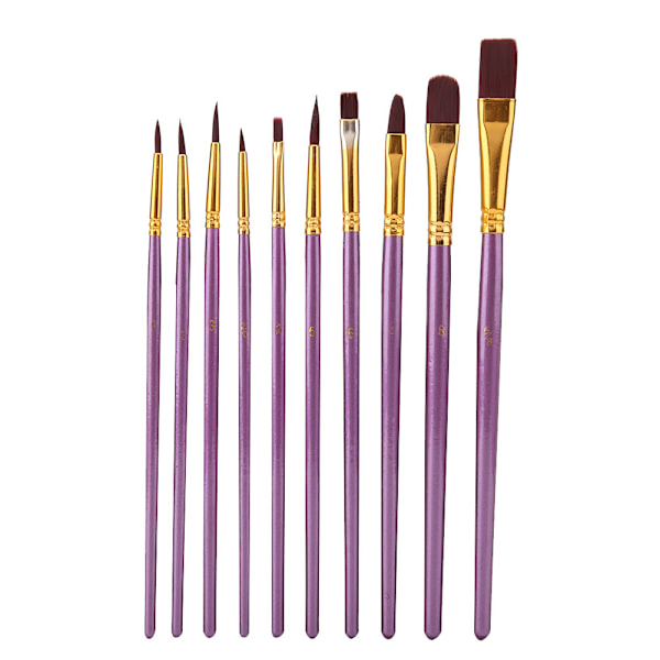 10pcs/set Nylon Hair Wooden Handle Painting Brushes for Acrylic Craft Art Painting