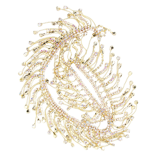 Rhinestone Tassel Chain Fringe Brudapplikation Trim Crystal Kläder Väska Dekoration Golden AB Färgglad