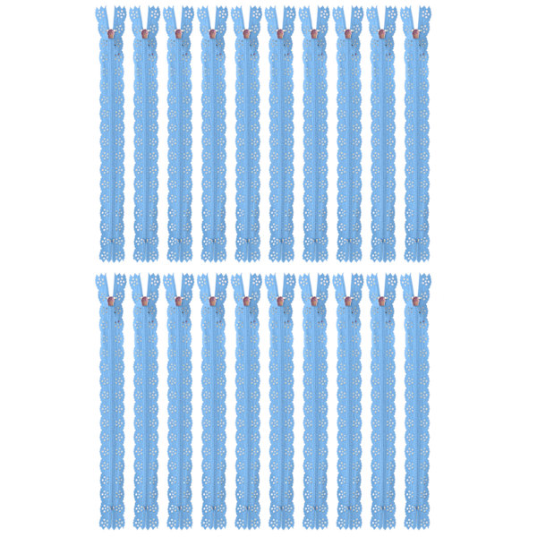 20 st 20 cm DIY nylon spets blixtlås spole blomma blixtlås för sömnad bröllopsklänning hantverk himmelsblå