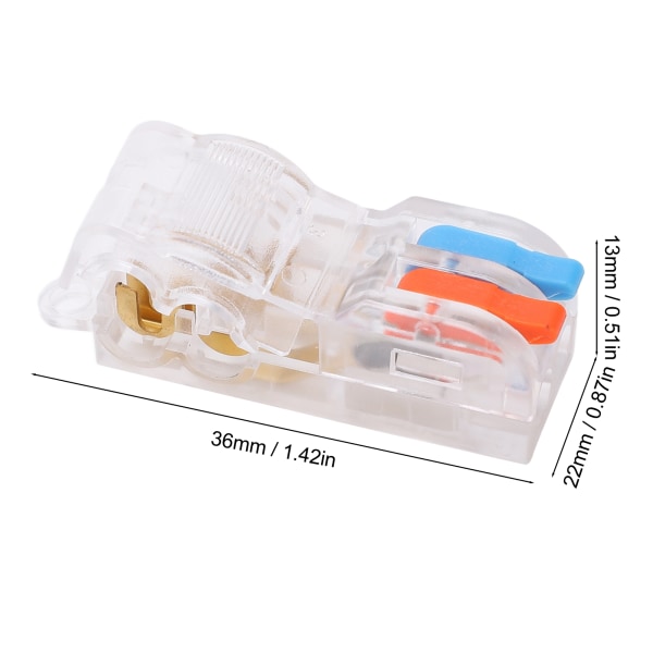 5 Stk Lever Wire Connectors Kit 2 Port T Type Splitter Quick Wiring Push in Leder Terminal Block T22C 250V 32A