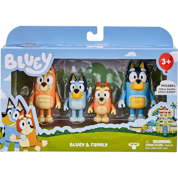 Bluey Figur 4-pack - Familjepaket, Söta Cartoon Minifigurer Dockor Julsemesterpresenter, Överraskande Jul- och födelsedagspresenter för barn pojkar flickor