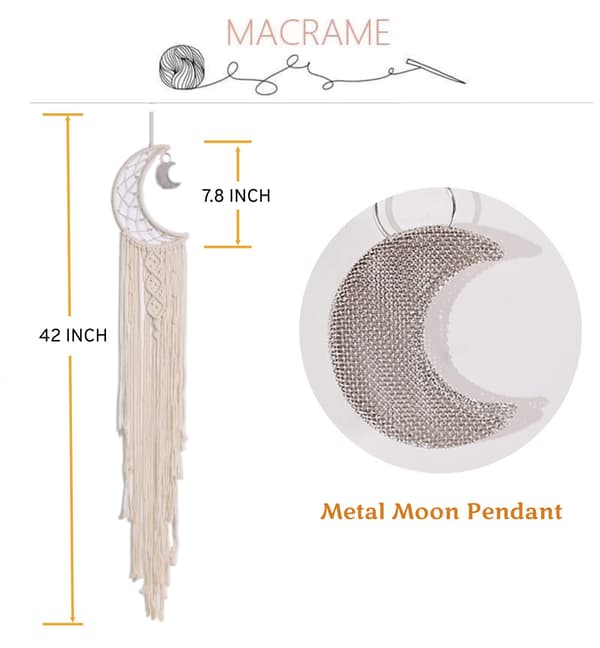 Månedrømmefanger, Boho veggdekor for soverom, jenterom, tenåring, gutter, mamma, kvinner moon no light