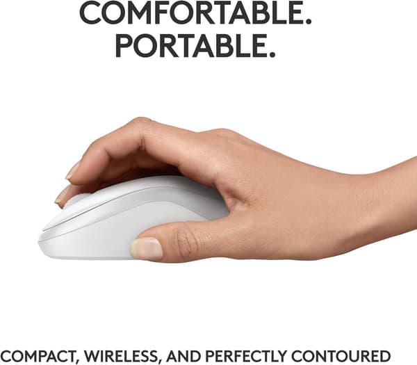 Logitech M221 Trådlös Bluetooth-mus, Kompakt, Smidig Spårning, 18 Månaders Batteritid för Windows, macOS, ChromeOS, Linux, Kompatibel med PC, Mac, Bärbara datorer White