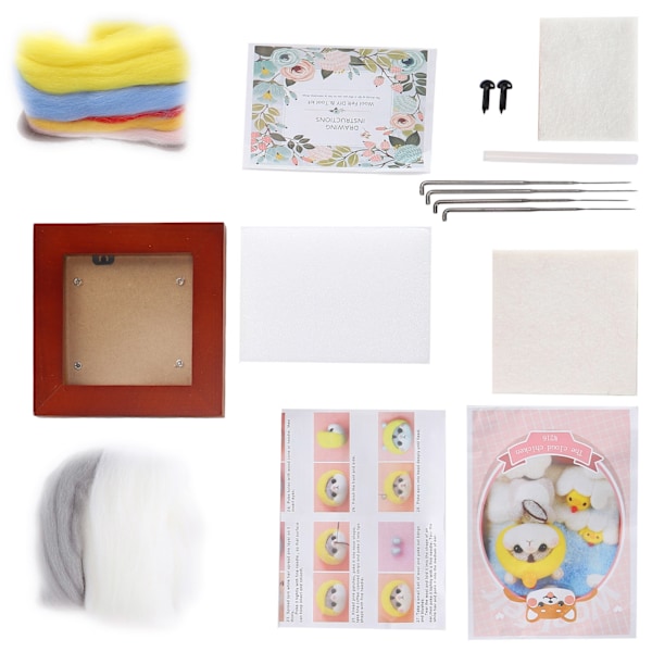 Nålfiltningskit Fotoram Ullfiltning Tillbehör Djur Plyschdocka DIY Material216# Moln Kyckling