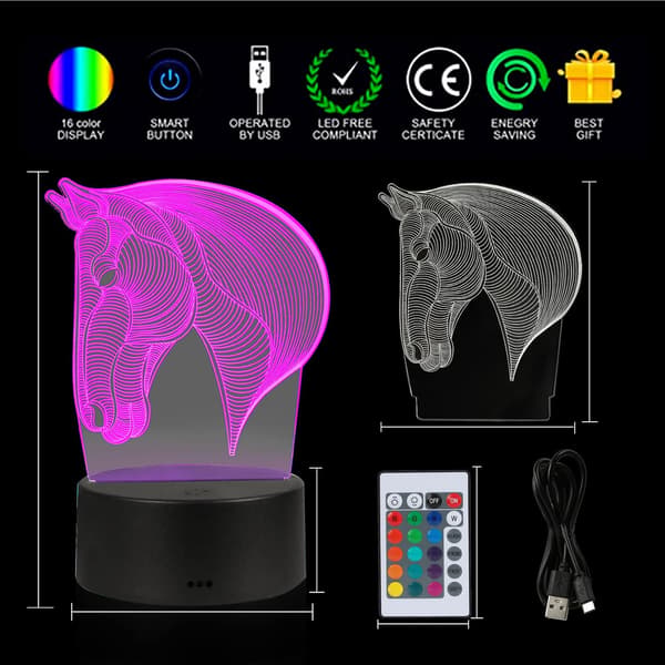 3D Illusjonsnattlampe for barn 3D LED-lamper Berøring og fjernkontroll
