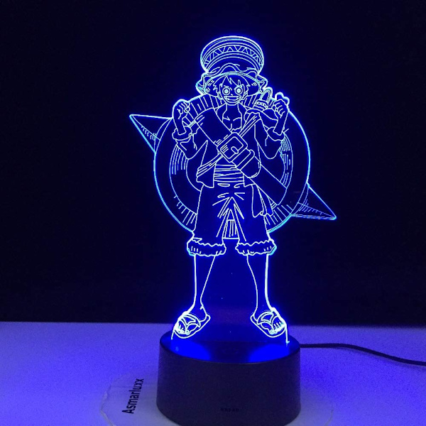 One Piece Luffy 3D Illusionslampa med Smart Touch, RGB-effekt, USB-driven, Kreativ 3D Japansk Animelampa
