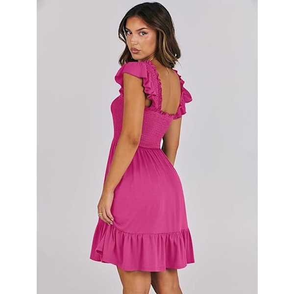 Naisten kesän rento hihaton nelikulmainen kaula-aukko mekko 2025 Smocked Ruffle Backless Boho Beach Söpö teini lyhyt aurinkomekko XL