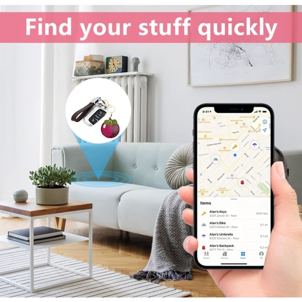Læder nøgleringholder etui kompatibel med Apple AirTag, sød beskyttende Air Tag cover med nøglering, anti-scratch finder GPS tracker etui til Mangosteen