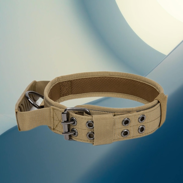 Hundhalsband med handtag-taktisk halsband för Small Medium Larg Brown M