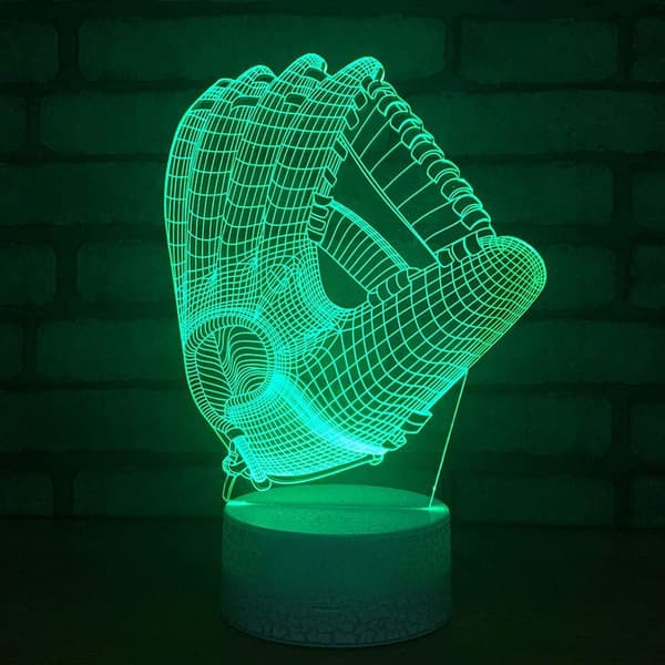 Baseballhandsker 3D Visuel Optisk Illusion Natlampe Akryl