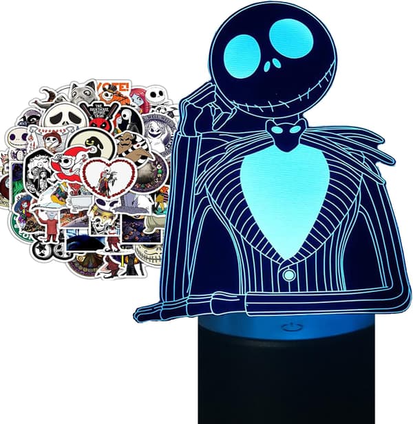 Halloween Lys Græskar Kongen Jack Skellington Natlys 3D Illusion Anime Lys