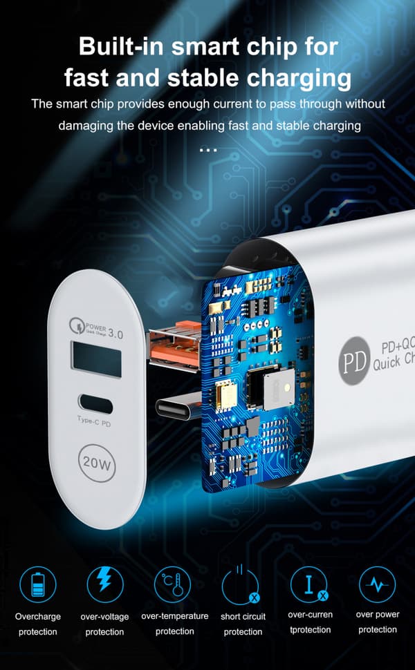 Ny PD12W mobiltelefonlader 5V2.4A ladehode type-c P