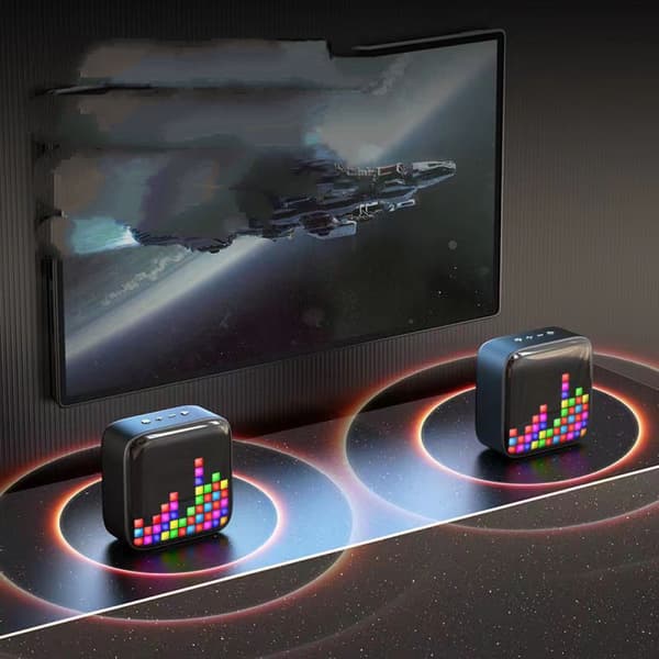 Bluetooth LED Hvit Retro Pixel Høyttaler, 28 Farger, LED Spe