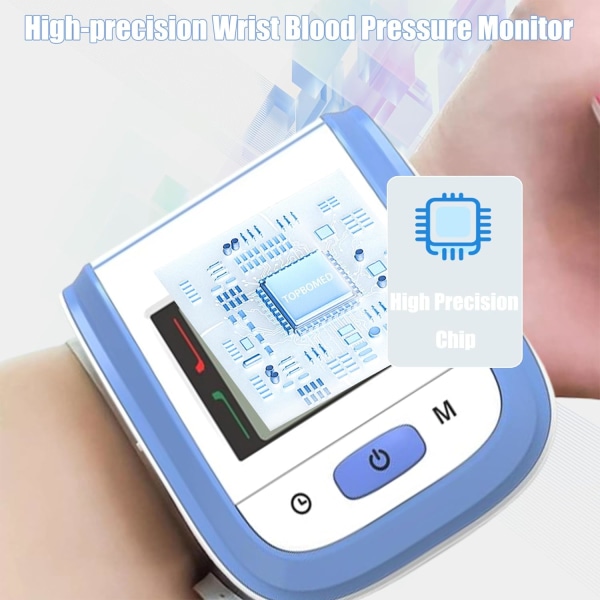 Blodtrykksmåler LCD-skjerm Automatisk håndledds-BP-måler 2x99 avlesningsminne for hjemmebruk, digital håndleddsblodtrykksmålermansjett for voksne