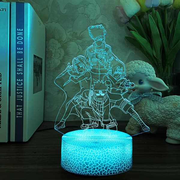 Naruto Kakashi Uchiha Sasuke 3D Illusjon Nattlys Lampe Sm