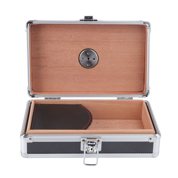 Aluminium Skal Cedarforet Cigar Humidor Opbevaringsboks Bærbar Gaveæske med Luftfugter